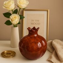 Article Vase décoratif grenade en céramique rouge marron Ø10,5cm H12cm