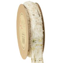 Article Ruban décoratif en fausse fourrure crème doré 25 mm 15 m