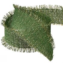 Article Ruban ruban à franges vert or ruban de bijoux W40mm L15m