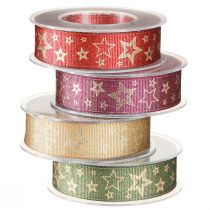Article Ruban cadeau ruban étoile avec étoiles colorées 25mm 15m