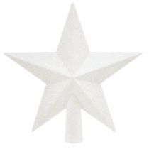Article Étoile blanche scintillante 19 cm – Décoration de sapin solide et brillante