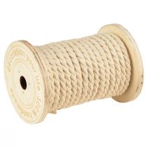Article Cordon en coton cordon décoratif crème Ø5mm bobine en bois de 7m chacune 2 pièces