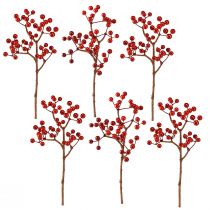 Article Branches de Baies Rouge Vif – Idéales pour les Décorations Festives, 30cm – Lot de 6