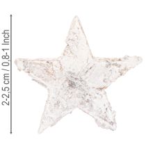 Article Mini étoiles de bouleau 2 cm - 2,5 cm blanchies à la chaux, 150 pièces