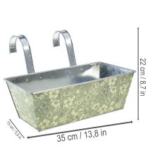 Article Jardinière avec support, balcon, métal, 35 x 15 cm, H 13 cm