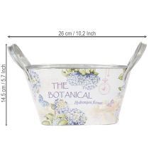 Article Coupe à fleurs avec anses, motif hortensia, métal, 26 × 13 × 14,5 cm