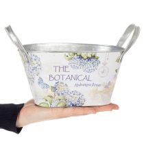 Article Coupe à fleurs avec anses, motif hortensia, métal, 26 × 13 × 14,5 cm