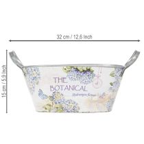 Article Coupe ovale en métal avec anses, pour hortensias, 32×15×15cm