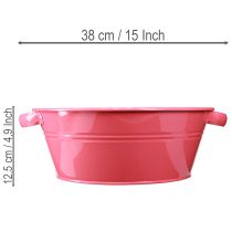 Article Coupe à fleurs ronde en métal rose avec anses, Ø33,5 cm
