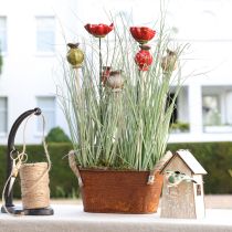 Article Bouchon à fleurs bois céramique coquelicot décoration 3 couleurs 35cm 6 pcs
