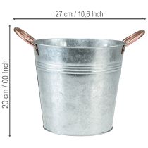 Article Seau à fleurs avec anses, décoration en métal, Ø19cm H17cm