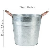 Article Pot de fleurs en métal avec poignées, seau décoratif, Ø 21 cm H 19,5 cm