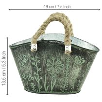 Article Pot de fleurs avec anses, sac, métal, jute, 19×13,5×13,5 cm