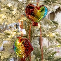 Article boules de Noël en verre formes cœur et lèvres multicolores