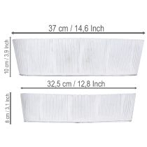 Article Bol ovale en métal blanc et argent, 32,5 cm/37 cm, lot de 2.