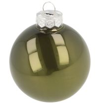 Article Boules de Noël en verre brillant olive et gris argenté 5 cm 24 pièces