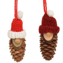 Article Décoration d&#39;arbre de Noël gnome cône gnome rouge 9cm 12pcs