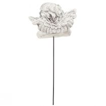 Article Ange décoratif sur bâton décoration funéraire décorative gris blanc H6,5cm 3 pièces