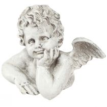 Article Figurine d&#39;ange déco polyrésine décoration funéraire gris blanc H6cm 3 pièces