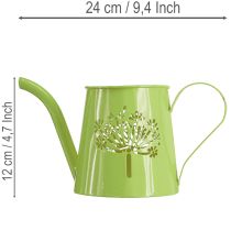 Article Arrosoir décoratif en métal, motif pissenlit, vert, 12 cm de haut, lot de 2, vase décoratif, style shabby chic
