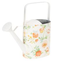 Article Arrosoir décoratif vintage en métal à motif de rose, décoration de jardin estivale, pot de fleurs nostalgique, H31,5 cm