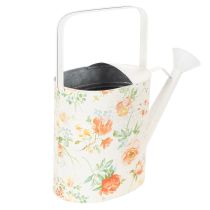 Article Arrosoir décoratif vintage en métal à motif de rose, décoration de jardin estivale, pot de fleurs nostalgique, H31,5 cm
