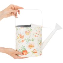 Article Arrosoir décoratif vintage en métal à motif de rose, décoration de jardin estivale, pot de fleurs nostalgique, H31,5 cm
