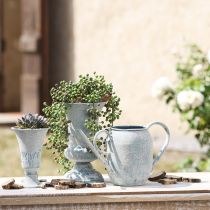 Article Arrosoir décoratif en métal blanc bleu 32cmx11cmx18cm