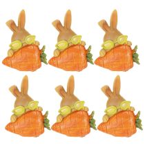 Article Lapin décoratif avec carotte, figurines de Pâques, 6 cm, lot de 3