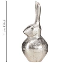 Article Lapin décoratif argenté – Figurine de Pâques moderne en métal pour une décoration printanière élégante 11 cm 3 pièces