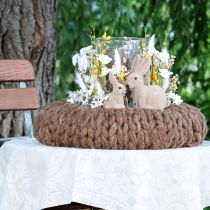 Article Lapins de Pâques décoratifs assis marron – 2e choix – Floqués H15 cm 4 pièces