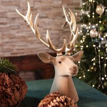 Article Tête de cerf décorative sculptée avec de grands bois, 52 cm