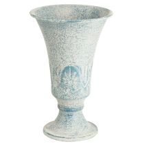 Article Calice Décoratif Métal Antique en Blanc Bleu Ø11cm H17.5cm