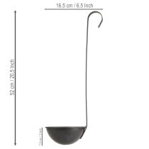 Article Pot de fleurs décoratif en forme de truelle, anthracite, suspendu, Ø 16,5 cm, lot de 2