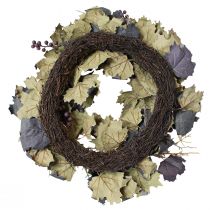 Article Couronne décorative feuilles de vigne et raisins couronne d'automne vignes Ø60cm