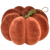 Article Citrouille décorative floquée - décoration de table automnale en marron rouge fort 20cm 2pcs