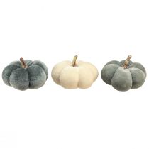Article Tissu Décoratif Citrouilles Velouté Crème Gris Automne Ø7cm 9 pcs