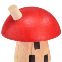 Article Champignons décoratifs maison en bois rouge orange décoration en bois 6×5cm 6pcs