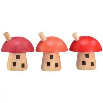 Article Champignons décoratifs maison en bois rouge orange décoration en bois 6×5cm 6pcs