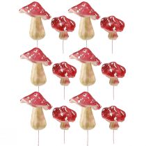 Article Champignons décoratifs amanites mouches artificielles rouges sur fil 5,5/8cm 12 pcs
