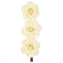 Article Roses décoratives roses artificielles crème en bois Ø7cm 12 pcs