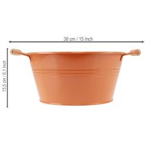Article Bol décoratif avec anses, en métal, brun orangé, Ø 29 cm, H 14,5 cm