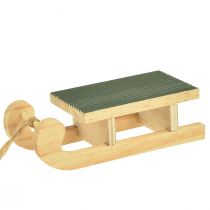 Article Lot de 6 petits traîneaux décoratifs en bois à suspendre couleur menthe et blanc, 9,5 cm