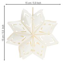 Article Flocons de neige décoratifs à suspendre, en papier blanc, 15 cm, lot de 4
