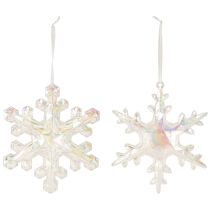 Article Flocons de neige décoratifs, décoration hivernale, irisés, Ø 14–15 cm, lot de 2