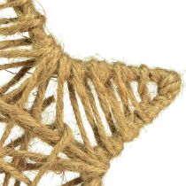 Article Étoile en jute à suspendre naturelle Ø18 cm, lot de 4 pièces