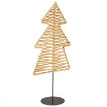 Article Sapin de Noël décoratif métal raphia noir naturel 21x11,5x45cm