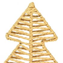 Article Sapin de Noël décoratif métal raphia noir naturel 21x11,5x45cm