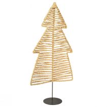 Article Sapin de Noël décoratif raphia métal naturel noir 30×11,5×60cm