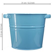 Article Pot de fleurs/jardinière décoratif en métal bleu, 31 cm x 26 cm x 21,5 cm